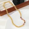 GEMCHIC Women's Colorful Zircon Gold Chain Necklace Fashion Geometric Pendant Statement Jewelry