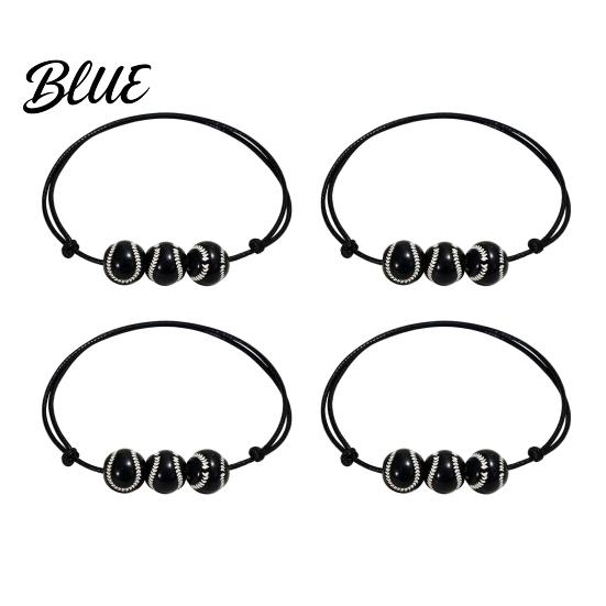 Black Cord Sports Bracelet 4 Pcs Balls Braided Rope Bracelets Adjustable String Bracelet Handmade Woven Team Jewelry Gifts for Men Women Simple