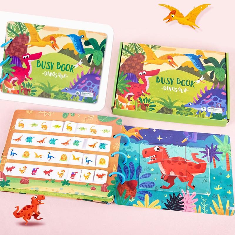 Dinosaur Quiet Stickers Book For Kids Educational Puzzles With Reusable Cards