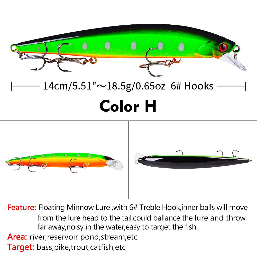 14cm/18.5g Plovoucí Minnow Rybářská Nástraha - VIB Bionická Tvrdý Plast Umělá Nástraha
