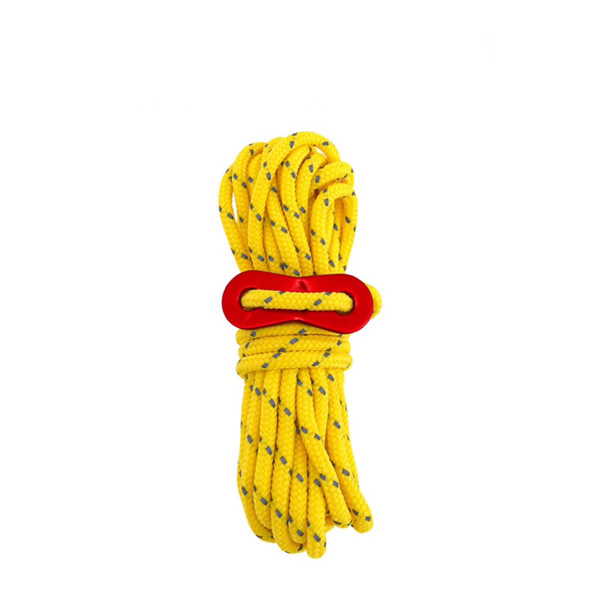 

Outdoor 4-meter-long tent windproof rope, thick canopy rope, fixed pull rope, reflective rope, adjustable camping accessories жёлтый
