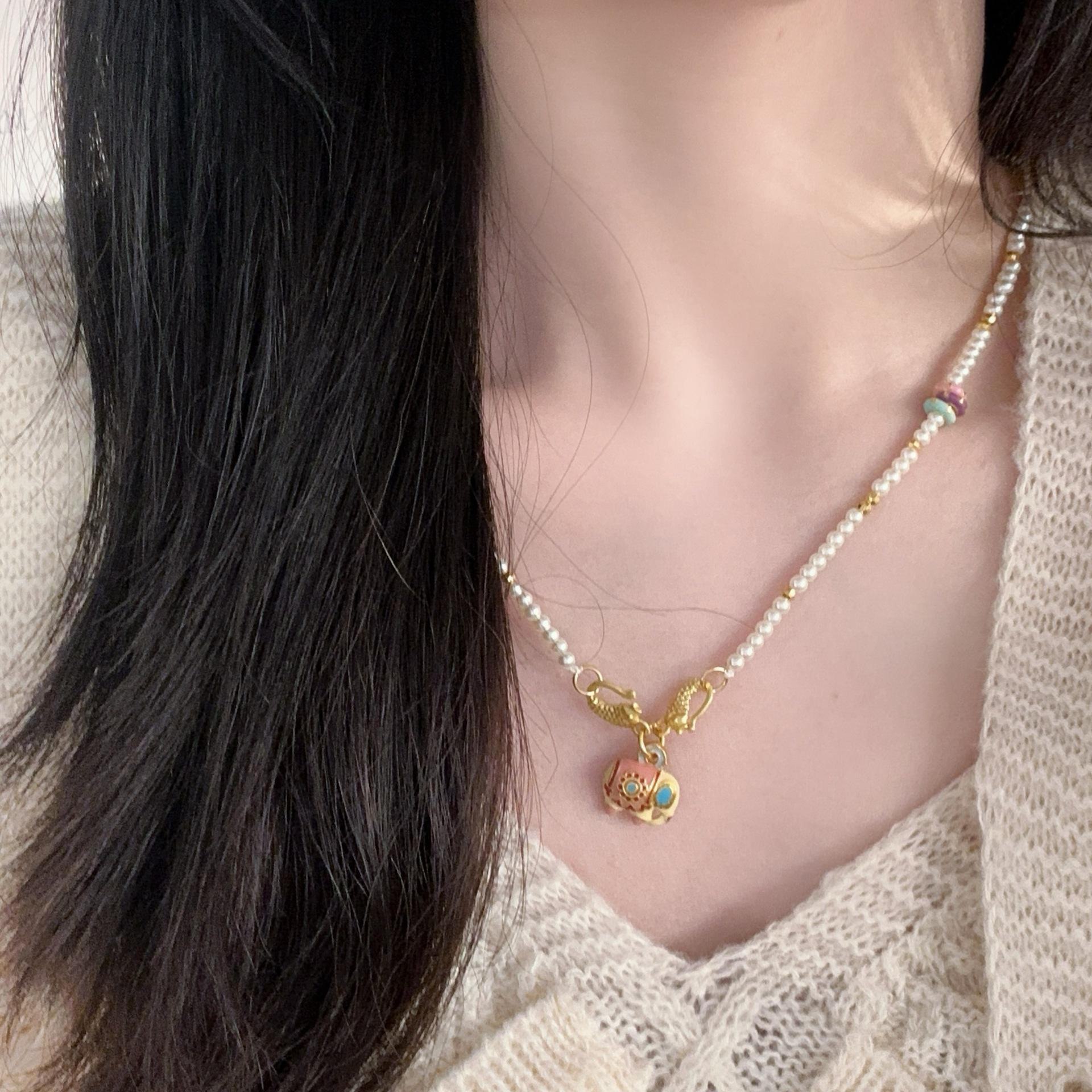 

Ожерелье «Шелковый путь Дуньхуана»: Изысканная западно-китайская фьюжн-цепочка для ключицы N1166 Pearl Elephant золотой