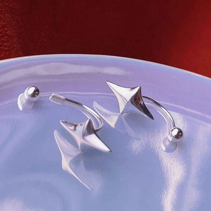 Cercei cruce cu șurub cu patru stele, stil Millennial Spice, chic minimalist, nu se decolorează