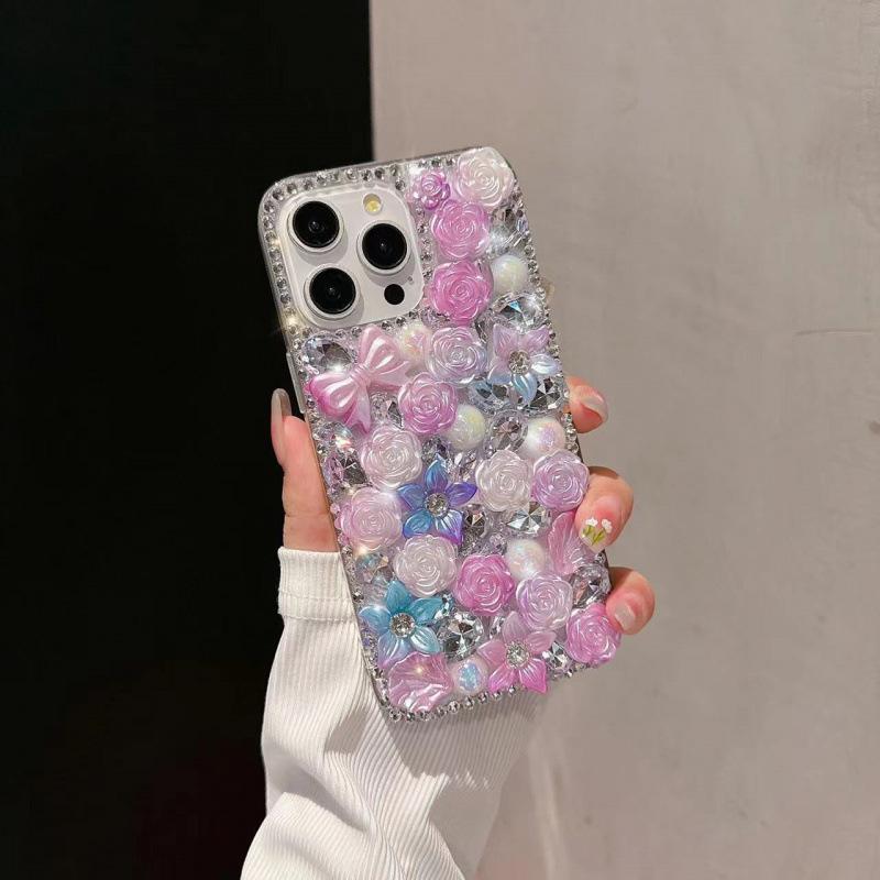 Bow rhinestone phone case iPhone17 Pro Max for Apple 14/15/16 butterfly pearl rhinestone IP11