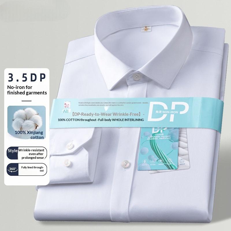 Men's Dress Shirt Long Sleeve Button Down Collar Solid Color Non-Iron Casual Top