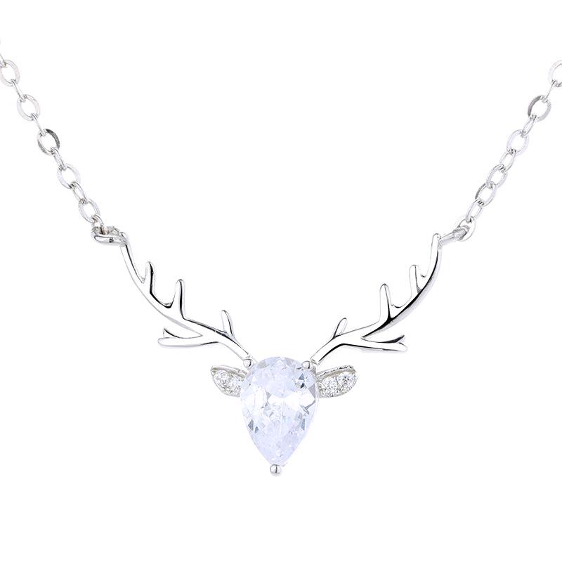 

925 Sterling Silver Reindeer Antler Pendant Necklace - Forest Style, Simple & Versatile Christmas Gift for Women & Students