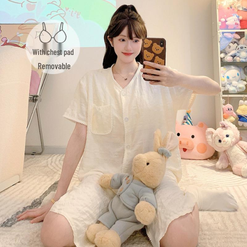 

Women s Plus Size Cloud Cotton Pajama Set: Long Sleeve with Chest Pads (2025) L