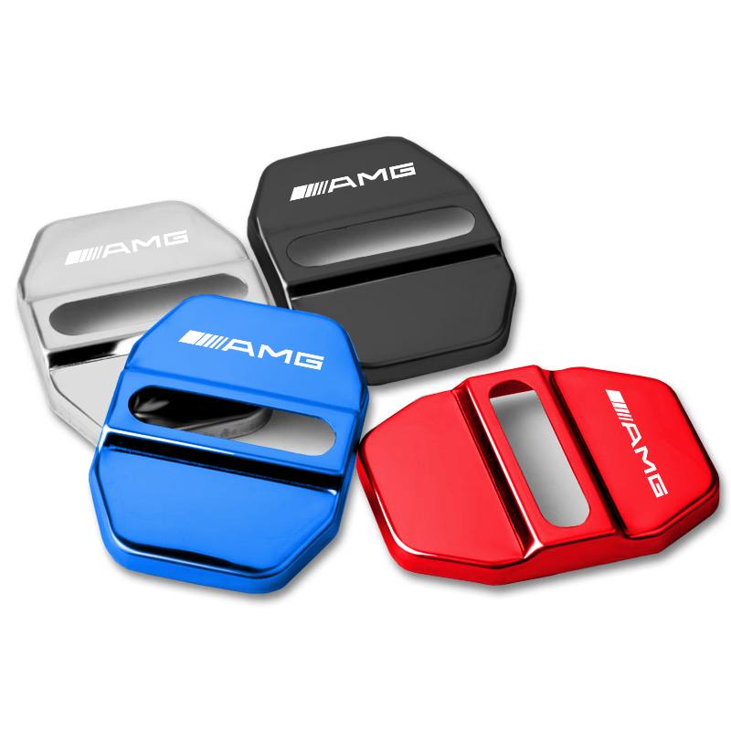 4Pcs Car Door Lock Buckle Cover Protective Case Stickers For Mercedes Benz AMG W213 W206 W205 W204 W212 W203 W223 W246 W222 W169