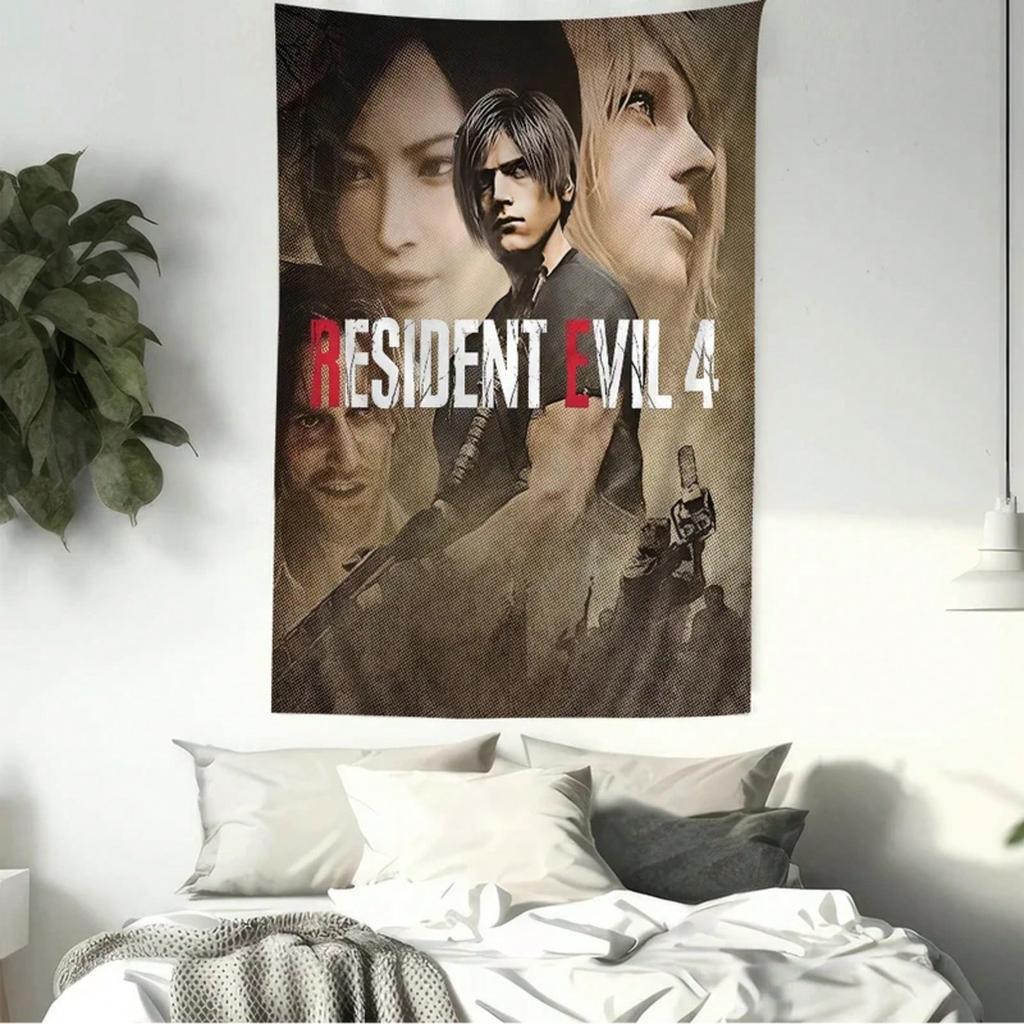 1Pc Leon Kennedy Tapestry, Leon Ada Ashley Wall Hanging, Cool Room Stuff, Polyester 2D Print, Bedroom Stuff, Game Fan Room Decor