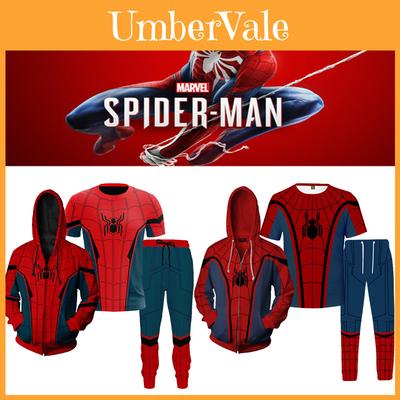 Increíble Sudadera Chaqueta Camiseta Pantalones de Spiderman Conjunto de Cosplay de Superhéroe Para Hombres