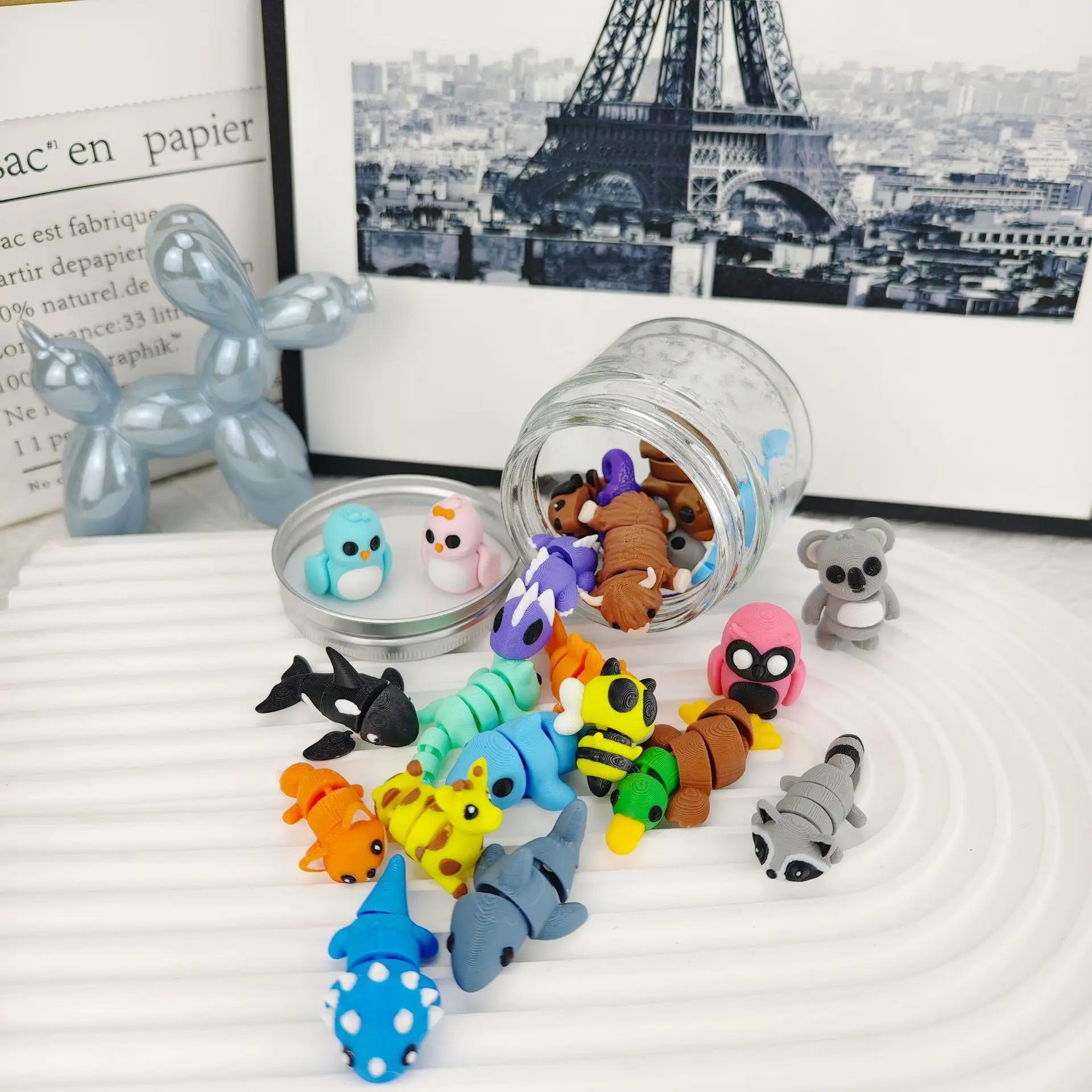 Cute 10/20/30/40/50pcs Mini Animal 3D Printing Animal Model Action Figures Toys Multi Color Mini Home Ornament Birthday Gifts