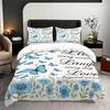 3pcs Blue Butterfly Printed Down Duvet Covers 1 Down Duvet Cover+2 Pillowcases No Core. Soft and Comfortable Bedding Set