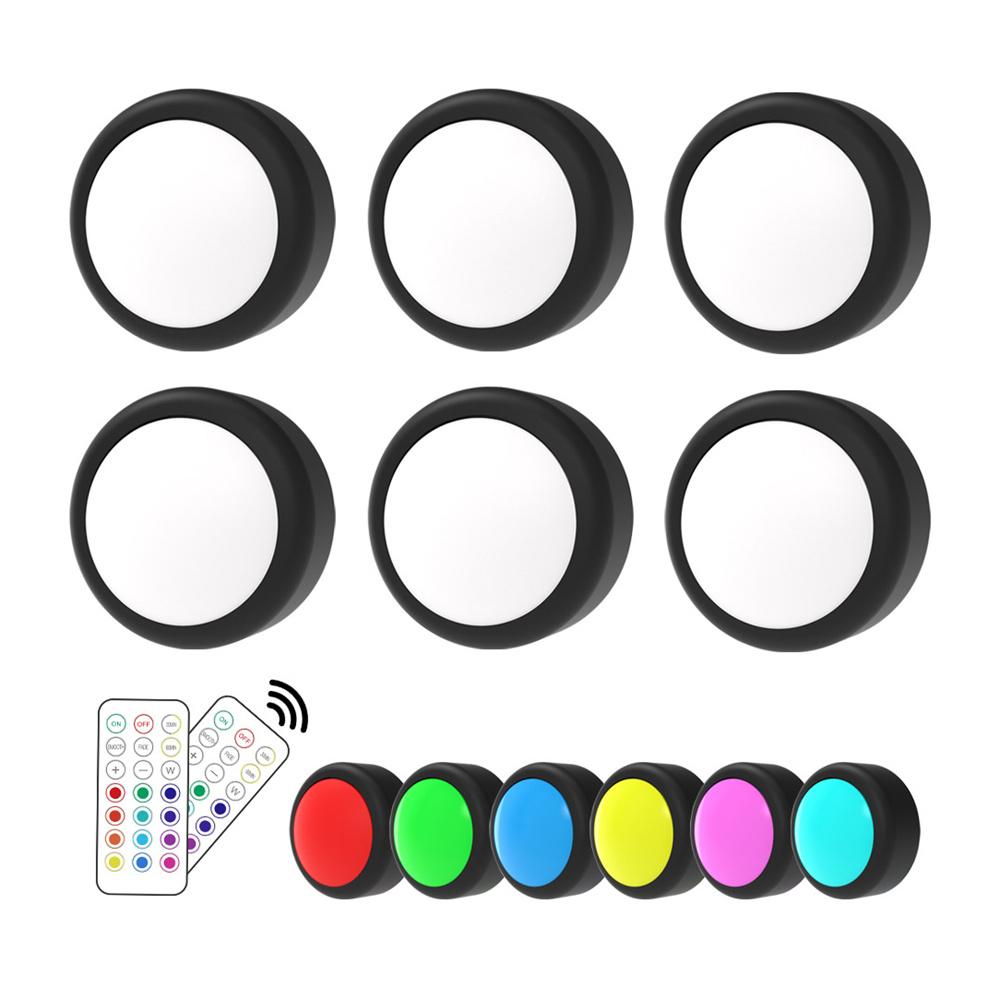 LED RGBW Closet Light Puck Lamp AA Battery Powered Under Cabinet Light Dimmable Home Decoration for Party Holiday 13 Colors