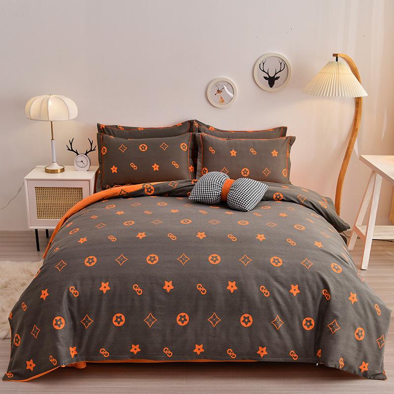 Thickened Cotton Four-piece Set, Pure Cotton Bed Sheet Quilt Cover, Dormitory Three-piece Set, Bedding