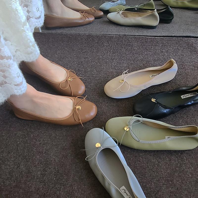 

Flat soft-soled beanie shoes single shoes women s shoes new bow ballet shoes grandma shoes 40