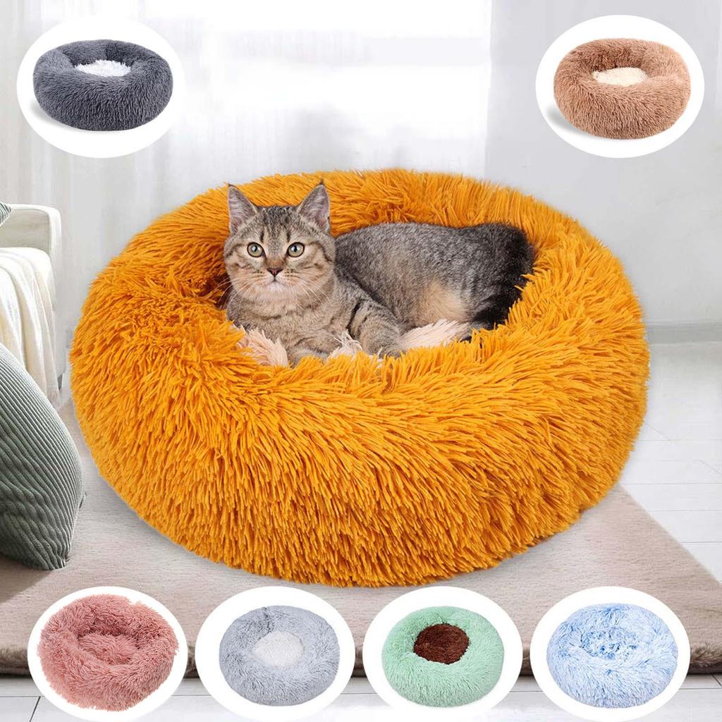 Cat Cushions Bed Diameter Multiple Size Winter Soft Round Sofa Bed Cat Bed for Indoor Cat with Non-Slip Bottom for Small