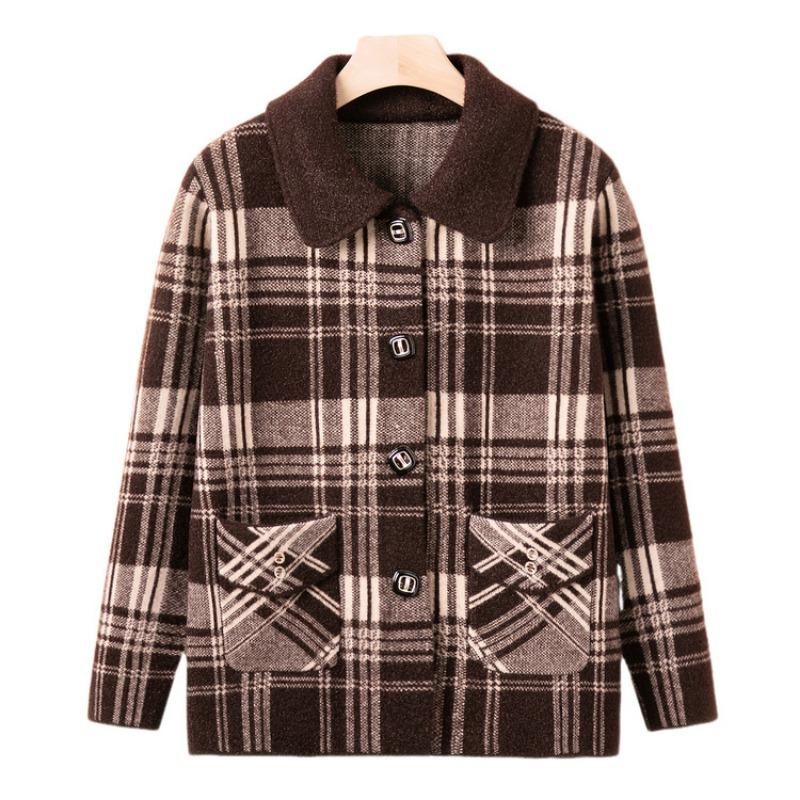 Medium-sized Elderly Sweater Female Grandma Sweater New Thickened Spring and Autumn Knitted Sweater Elderly Clothes Jacket
