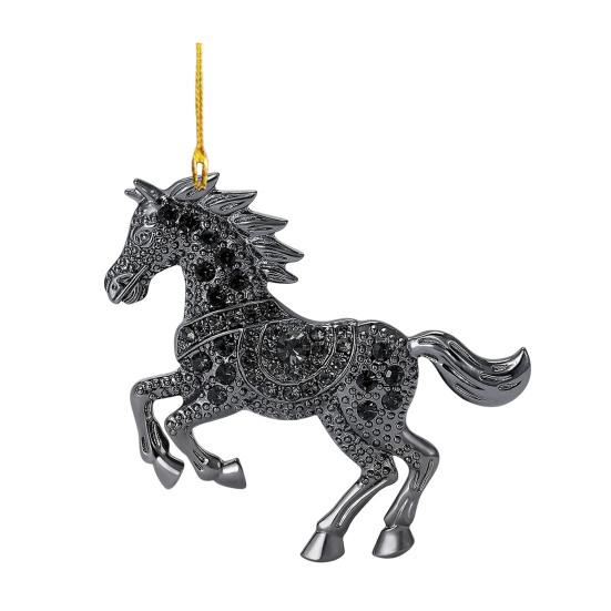 Horse Christmas Ornaments Sparkly Rhinestone Horse Car Rear View Mirror Charm 2D Flat Acrylic Auto Hanging Pendant Horse Lover Gifts for Women Men