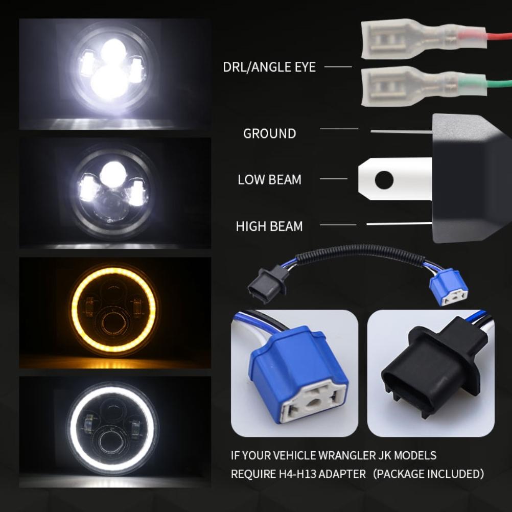 140W 7IN LED Headlight Bulb Anti Fog Waterproof Spotlight Headlight for Off Road Vehicles Motorcycles