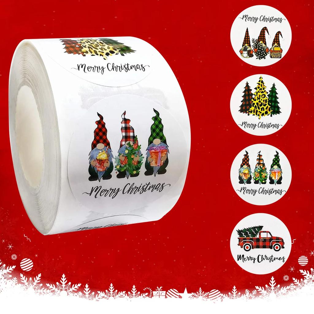 500 ks Veselé Vánoce Samolepky Vánoce Vánoční Party Pečeť Etikety Samolepky Pro DIY Dárky Pečení Balíček Obálka Papírnictví Dekorace