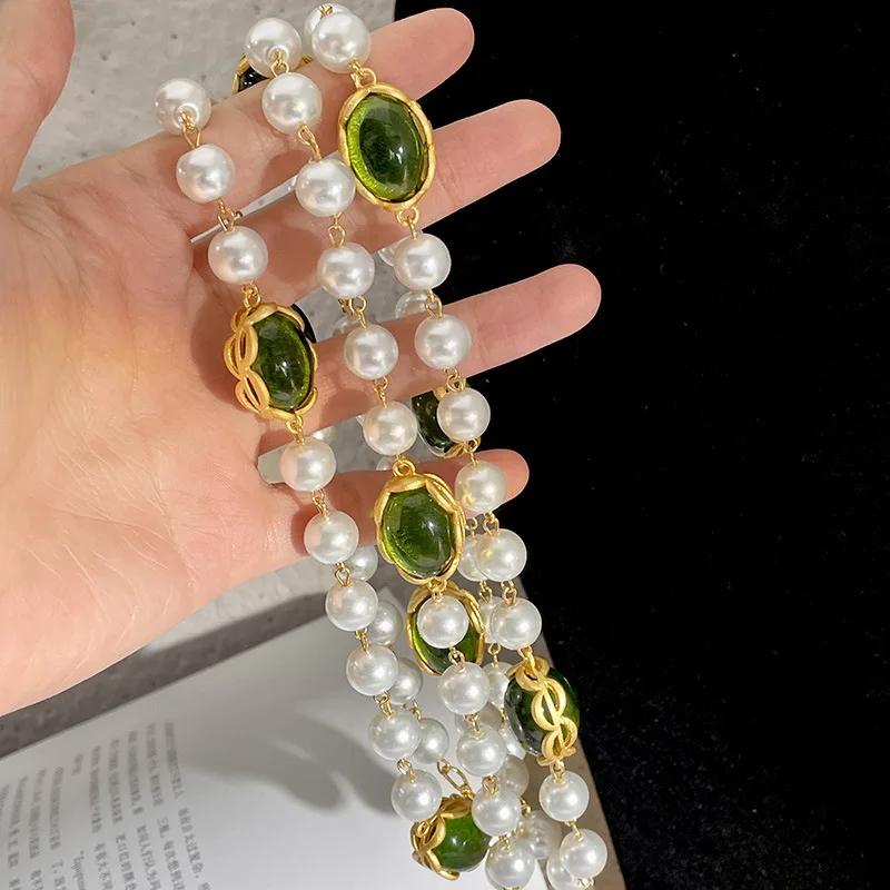 Simulation Pearls Necklace for Women Winter Sweater Chain Palace Style Vintage Jewelry Collar