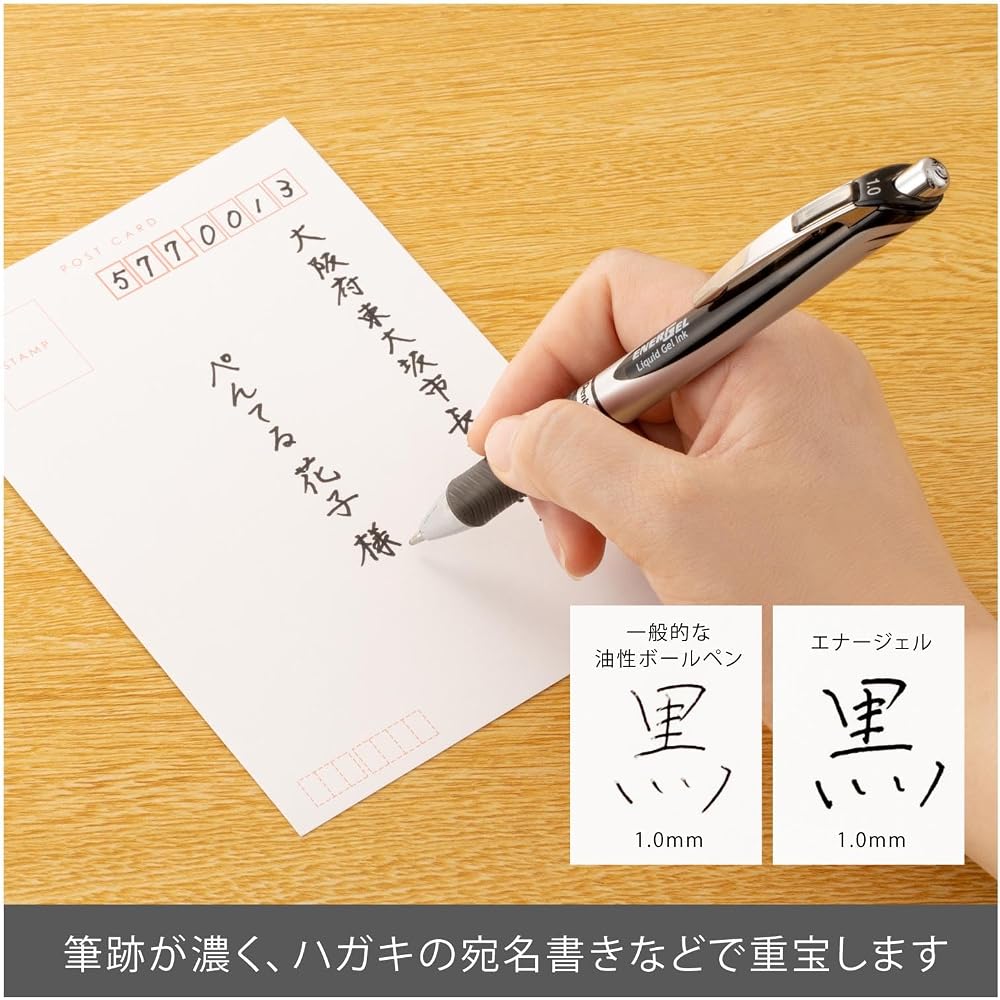 Pentel Ballpoint Pen Gel Ink Gel Knock Type 1.0mm Silver Shaft BL80-A Black