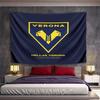 Landscape Wall Tapestry Hellas Verona V Horse Head Club Crest, Yellow Navy Minimalist, Wide Wall Decor for Adult Fan Collector Bar