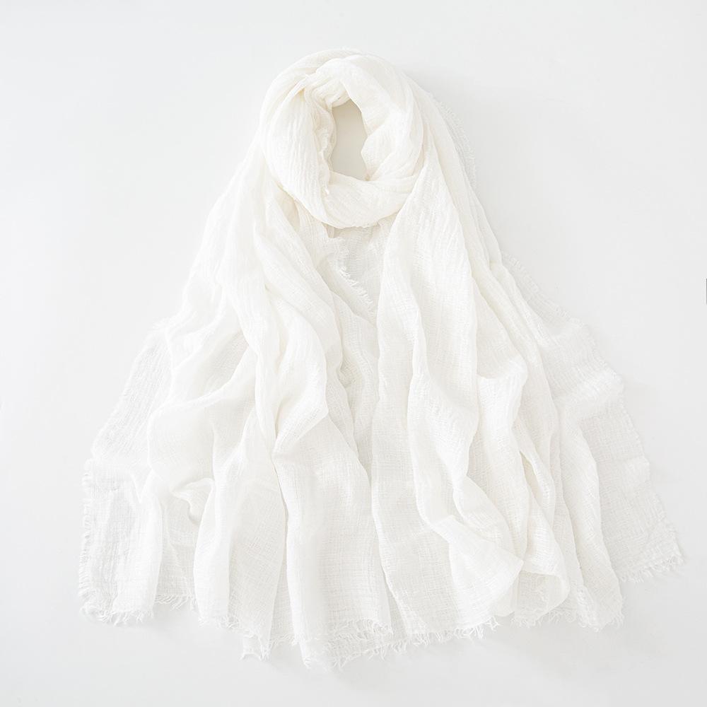 New Cotton Linen Gauze Scarf For Women Girls Spring Autumn Solid Scarves Soft Pashmina Foulard Simple Retro Beard Wrap Shawls