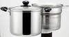 Hrnec na těstoviny Yoshikawa Cook Look II, 22 cm, skleněná poklice s jádrem, nerezová ocel, kompatibilní s ohněm, vyrobeno v Japonsku, SJ2187, 6,5 l, obouruční, plynový/IH