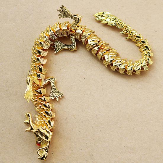 Alloy Golden Chinese Dragon Figurine Movable Joints Articulated Five Claws Eastern Loong Model Figure Toy Desktop Ornament Decoration