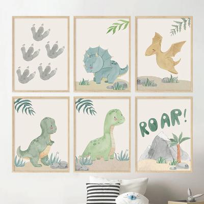 Boho Dinosaurier Pterosaurier Brachiosaurus Print Set Kinderzimmer Wand Kunst Leinwand Malerei Poster Dino Jungen Zimmer Kinder Bilder Decor