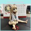 Adorable Catgirl Figurine Pvc Model With Sitting Pose And Interchangeable Faces In Soybean Powder Color