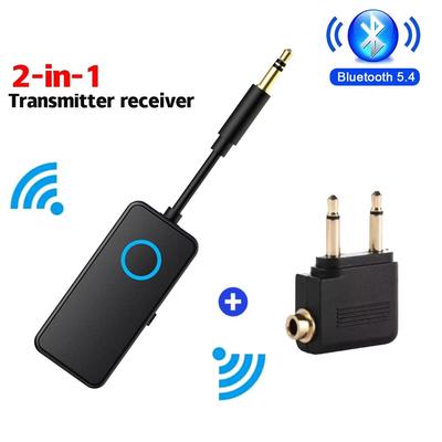 Bluetooth 5.4 AUX Receiver Transmitter 3.5MM With Mic HiFi Stereo Music Wireless Audio Adapter for Flight TV Car Treadmill