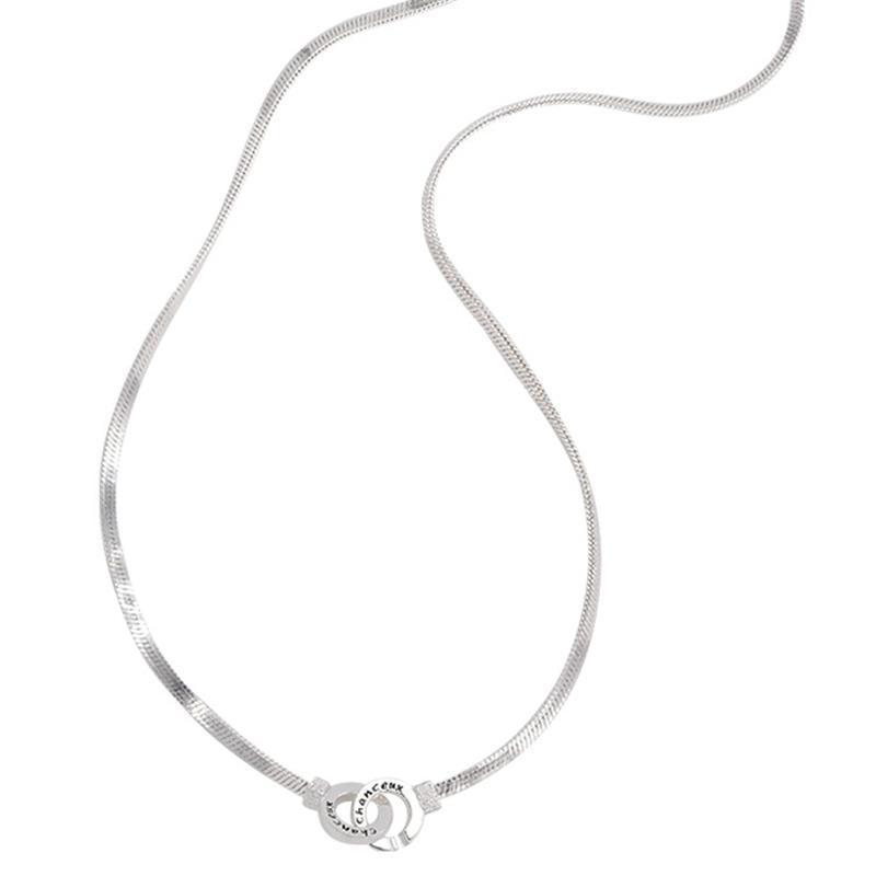 Interlocking Snake Bone Necklace & Bracelet for Women - Minimalist Style with Double Ring Clavicle Chain