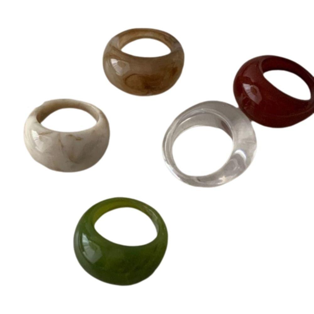 Chic Colorful Arc Wide Rings Transparent Jewelry Gift Fashion Geometric Irregular Ring  Women