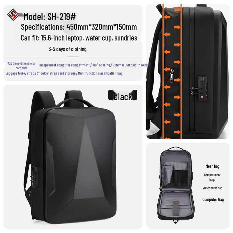 Commuter Hard Shell 15.6" Laptop Backpack with Large Capacity, Anti-Slip Chest Buckle, Durable Design
