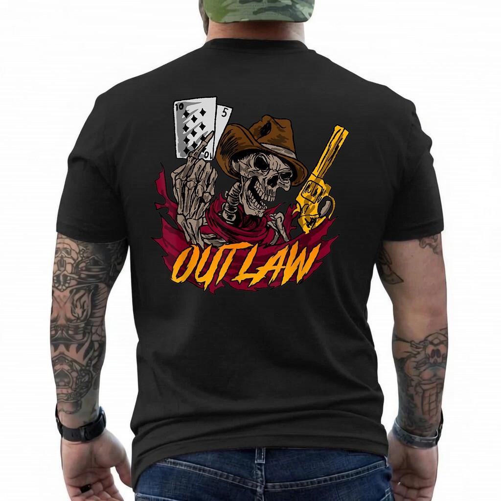 Cowboy Skull Dead Revolver Skeleton Cool Outlaw Gift Idea T-Shirt 2XL
