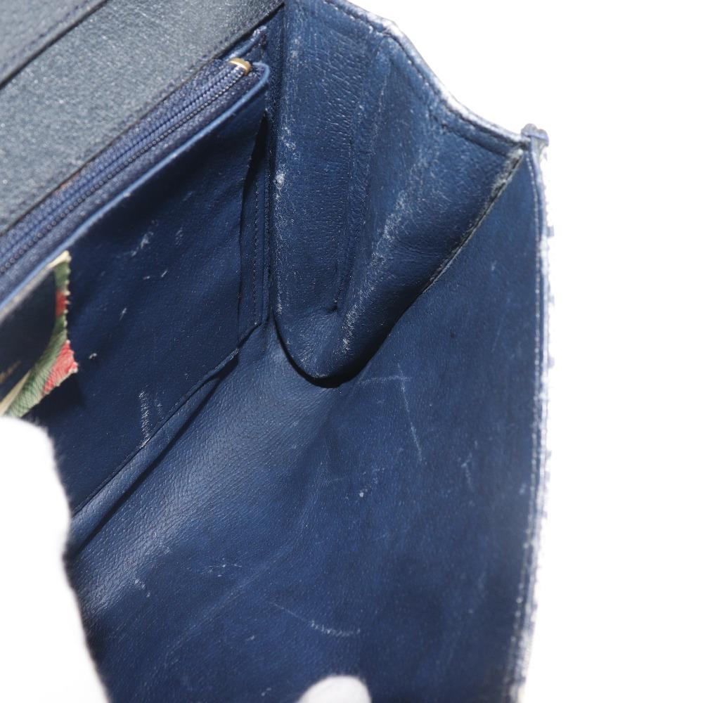 GUCCI Old Gucci Shoulder Bag 904.02.050 2-way clutch Gray / navy GG plus Women Used