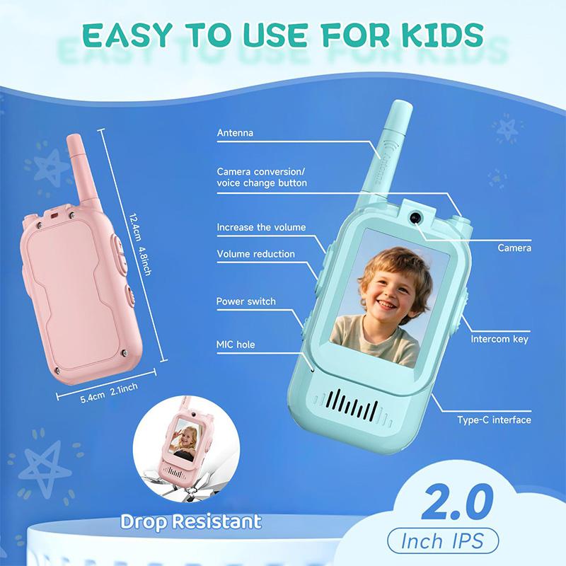 Rechargeable Mini Visual Walkie Talkie Kids Wireless Video Intercom  Educational Pretend Play Interactive Walkie Talkie