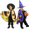 Pointy Hat Kids Witches Robes Wizard Halloween Cosplay Cape Punk Childern Halloween Costumes  Boys