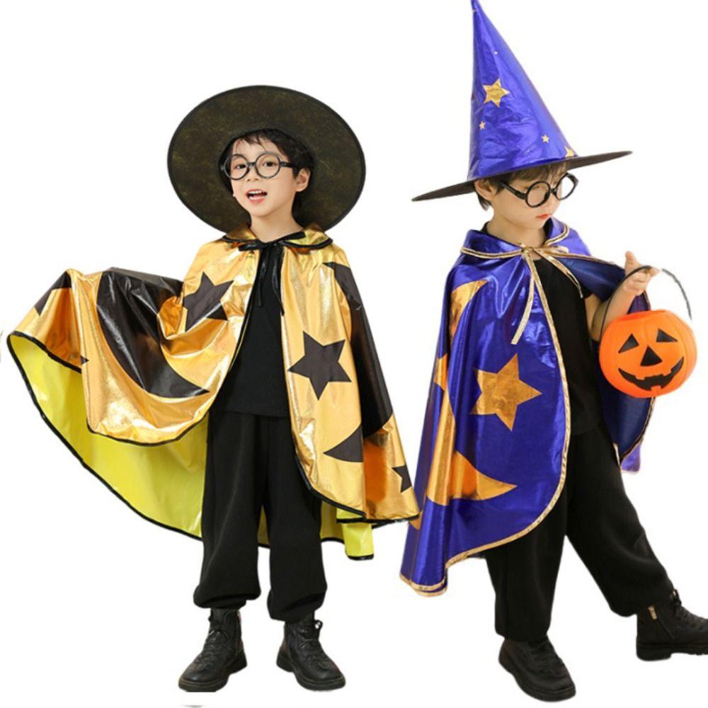 Pointy Hat Kids Witches Robes Wizard Halloween Cosplay Cape Punk Childern Halloween Costumes Boys