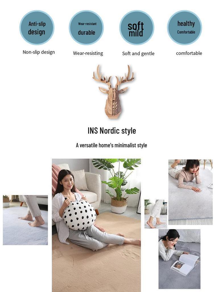 Instyle Thick Plush Imitation Rabbit Fur Carpet for Bedroom, Living Room, or Bay Window