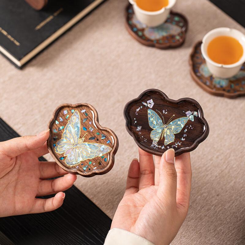 New Chinese Style Mother-of-Pearl & Enamel Wooden Coaster
