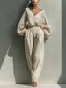 2026 Independent Station European and American Women's Shirt and Pants Two Long Sleeves Loose Fashion Neutral Style Retro Cotton and Linen Suit