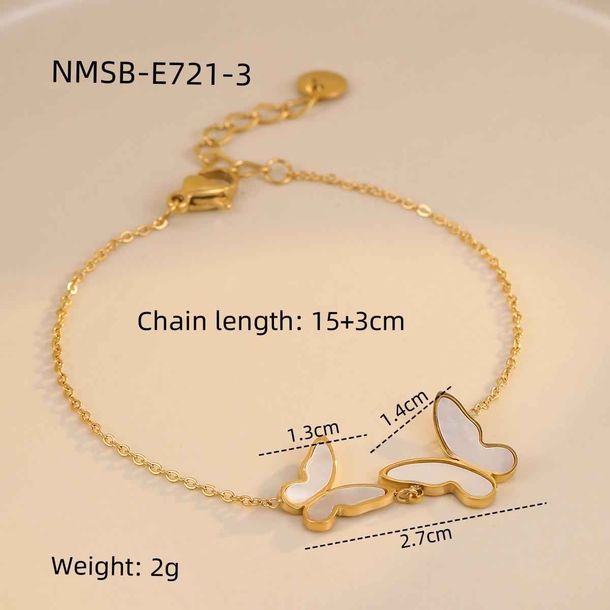 GEMCHIC Women s Stainless Steel Gold Tone Shell Butterfly Beaded Bracelet Fashion Titanium Steel Luxury Jewelry