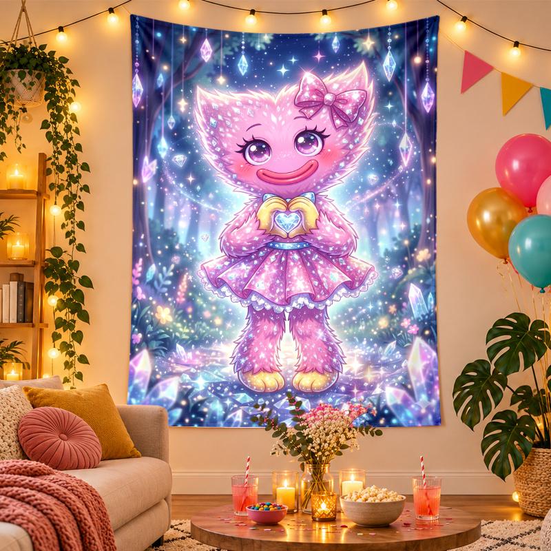 Polyester Wandteppich mit Kissy Missy Design, Dekorative Hängedeko für Schlafzimmer Wohnzimmer Studentenwohnheim