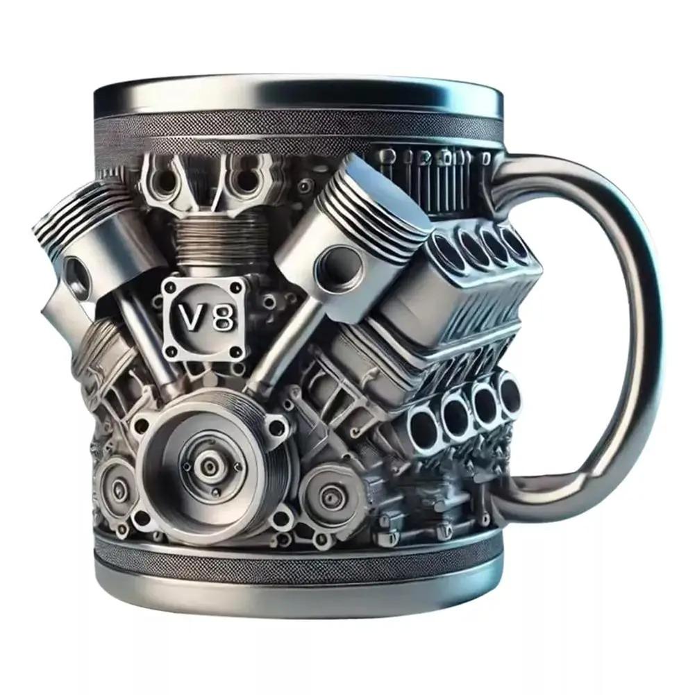 

Чашка для автолюбителів Двигуни V8 Нержавіюча сталь Кавова чашка Смішний дизайн двигуна автомобіля V6 Чашка Кавова чашка Коктейльна чашка Чай 240ml