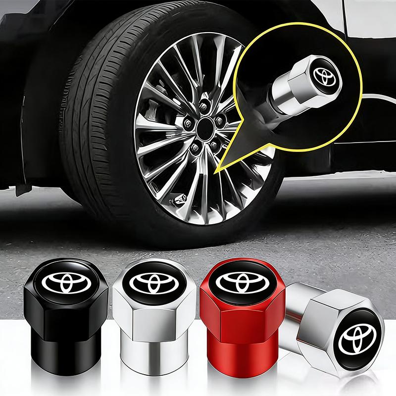 4Pcs Metal Car Emblem Wheel Tire Valve Caps Auto Accessories For Toyota 86 Mirai Supra Prado Alphard Crown Vellfire Sequoia CHR