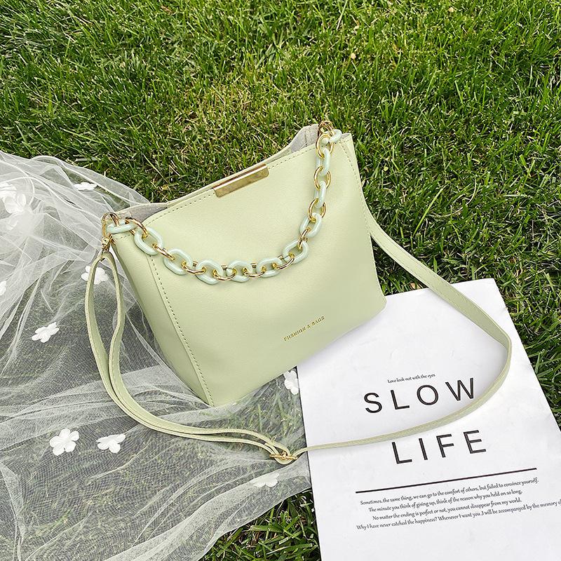 Chain small bag women's bag new trendy ins shoulder portable messenger bag fashionable bucket bag