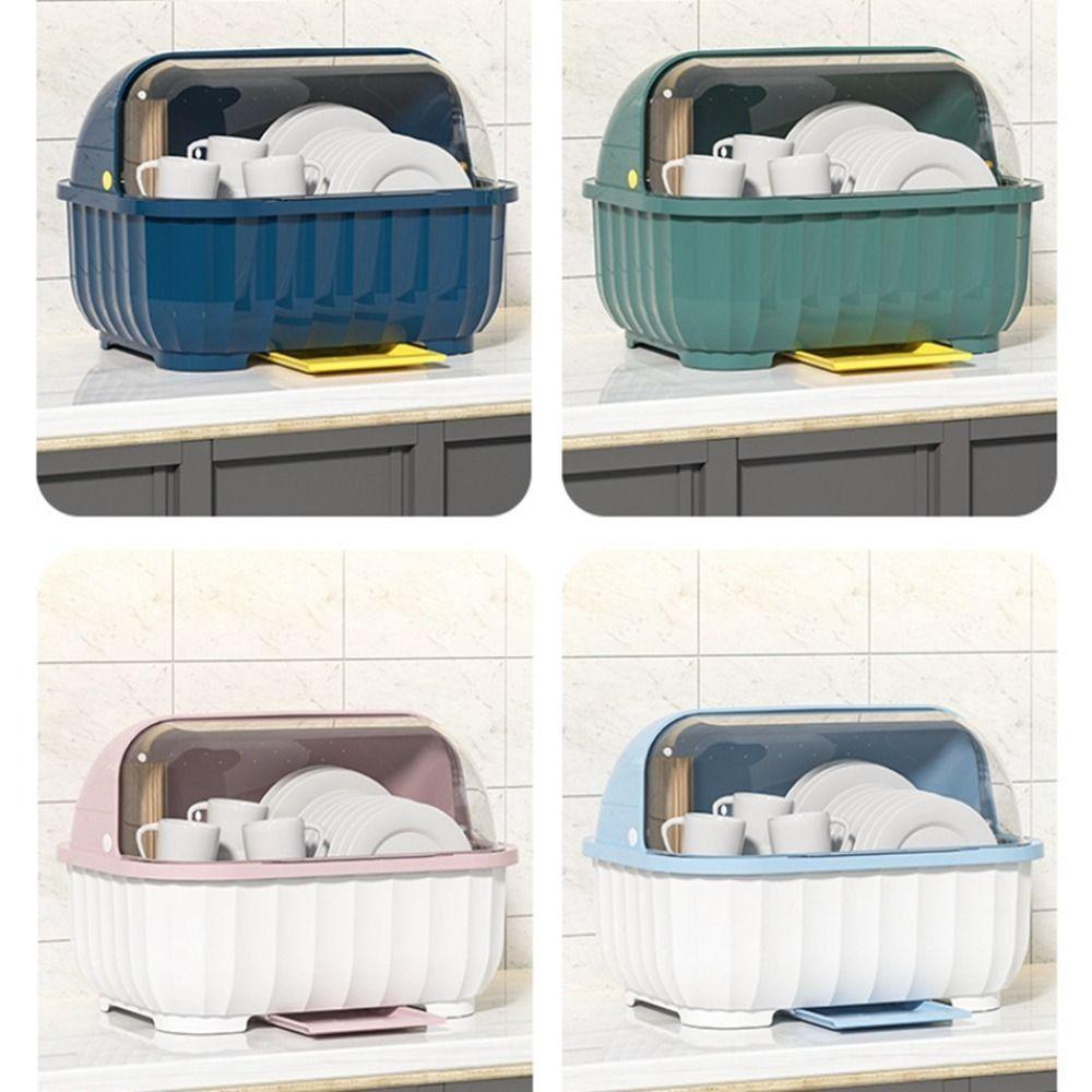 Dust Proof Draining Cupboard Cupboard Semi-flip Cover Storage Box Dish Rack Plate Holder Drain Rack